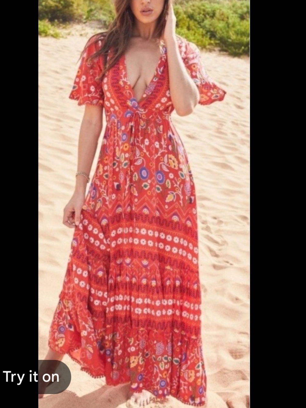 Anthropologie Jaase Sweet Escape Tiered Maxi Dress Boho Floral Size Large